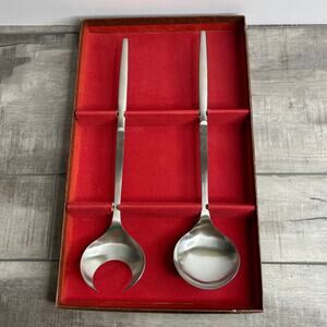 Vintage KALMAR Italy Brushed Stainless Steel Salad Serving Salad Box Set MCM